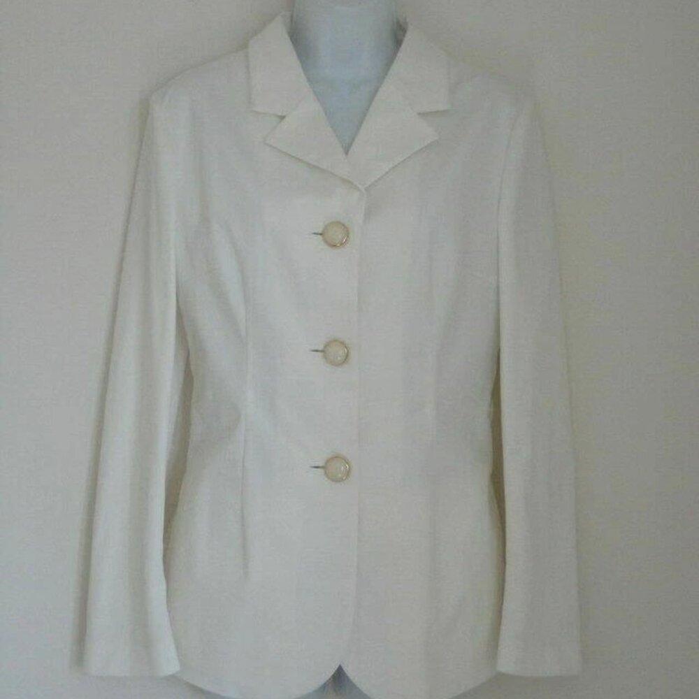 New MARNI Stone White Soft Cotton Drill Enamel Button Jacket Size 44/10, 46/12